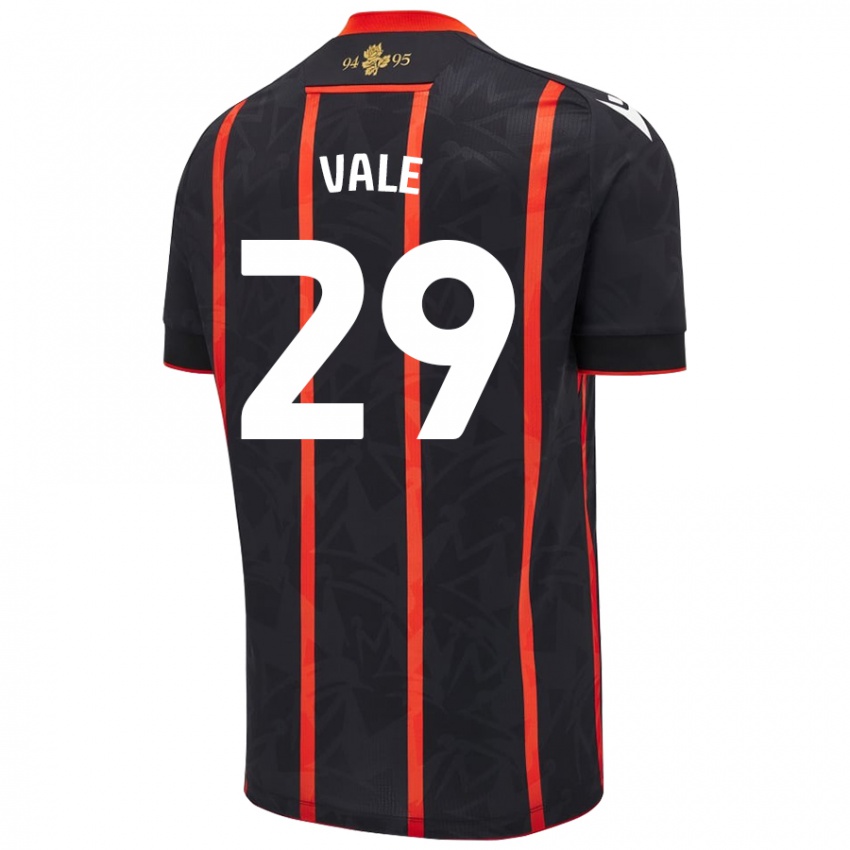 Børn Jack Vale #29 Sort Rød Udebane Spillertrøjer 2024/25 Trøje T-Shirt