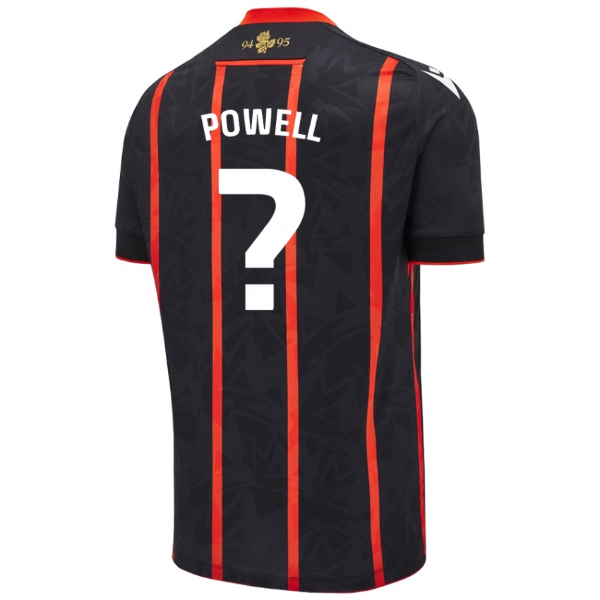 Børn Brandon Powell #0 Sort Rød Udebane Spillertrøjer 2024/25 Trøje T-Shirt