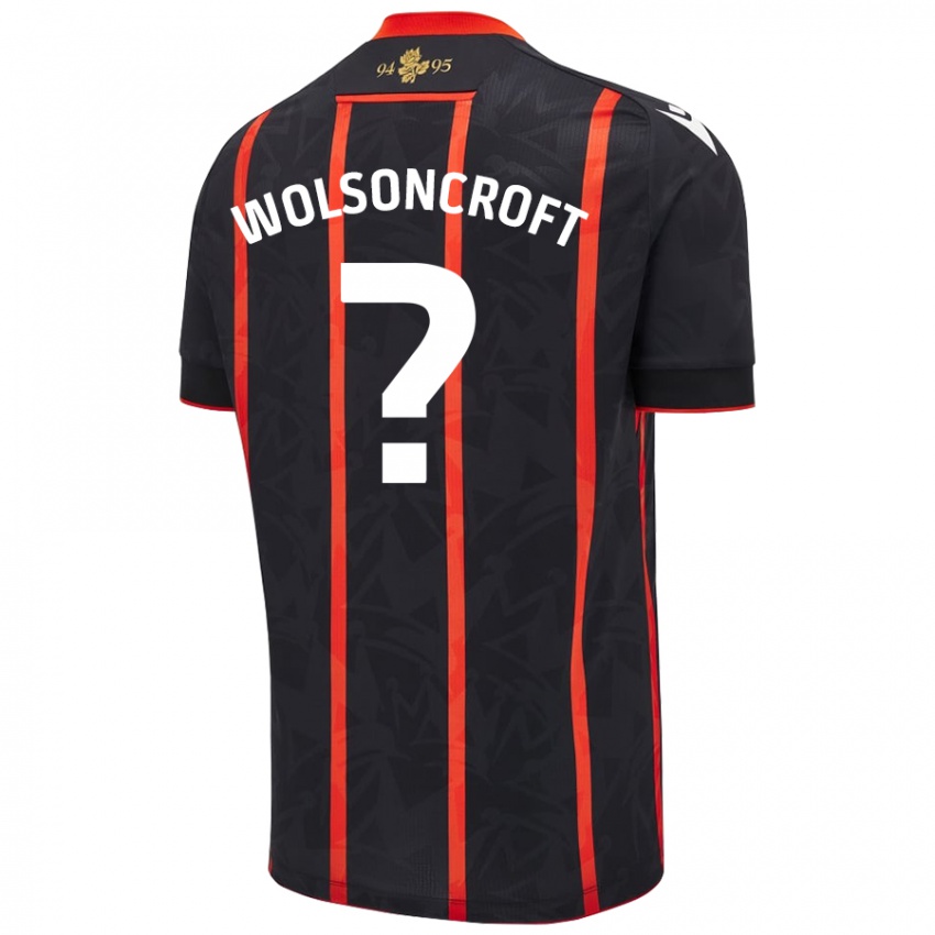 Børn Blake Wolsoncroft #0 Sort Rød Udebane Spillertrøjer 2024/25 Trøje T-Shirt