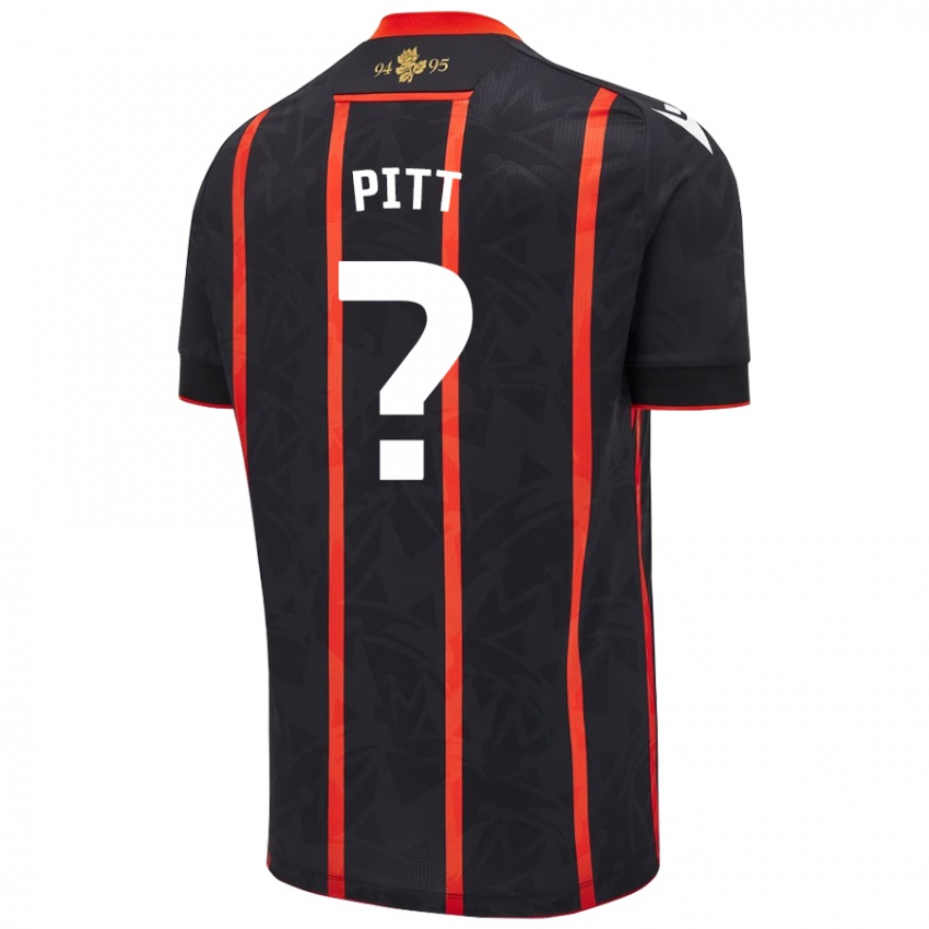 Børn Theo Pitt #0 Sort Rød Udebane Spillertrøjer 2024/25 Trøje T-Shirt