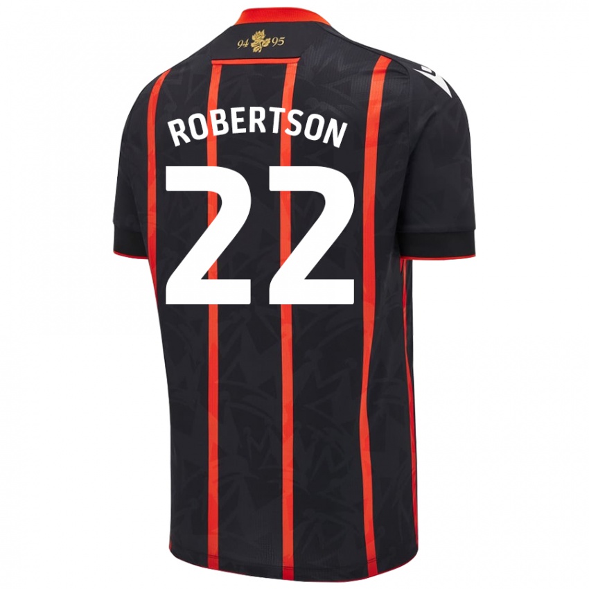 Børn Millie Robertson #22 Sort Rød Udebane Spillertrøjer 2024/25 Trøje T-Shirt