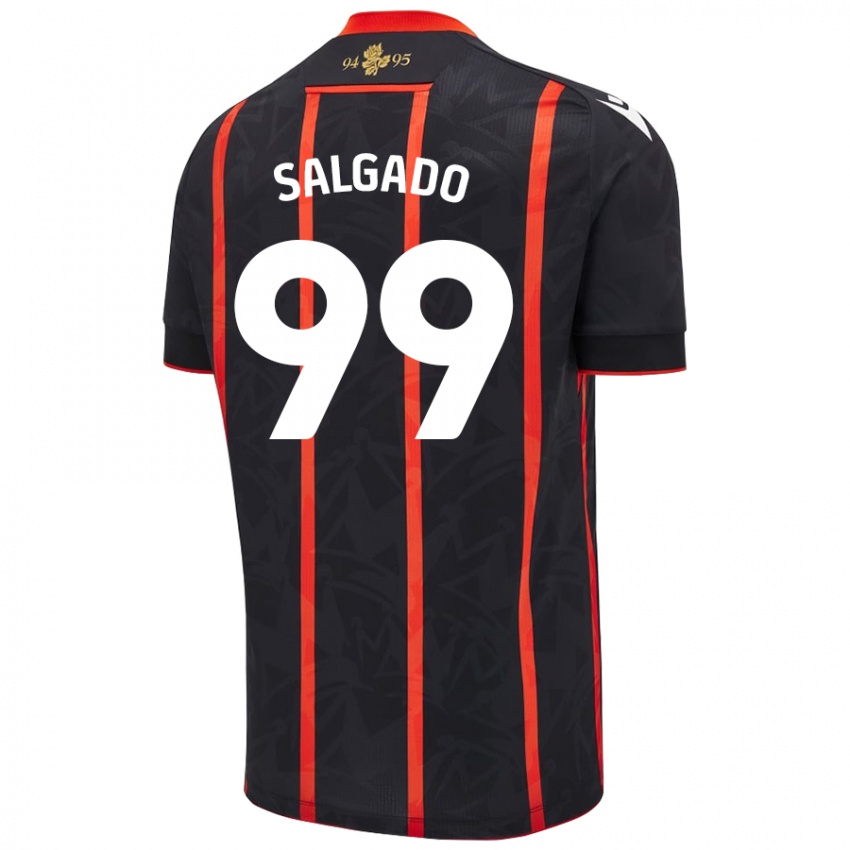 Børn Shanell Salgado #99 Sort Rød Udebane Spillertrøjer 2024/25 Trøje T-Shirt