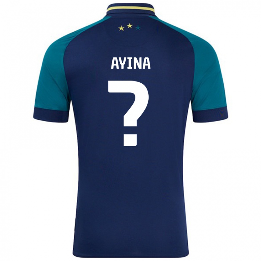 Børn Loick Ayina #0 Marineblå Mørkegrøn Udebane Spillertrøjer 2024/25 Trøje T-Shirt