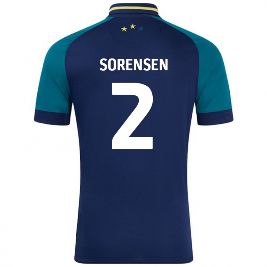 Børn Lasse Sörensen #2 Marineblå Mørkegrøn Udebane Spillertrøjer 2024/25 Trøje T-Shirt