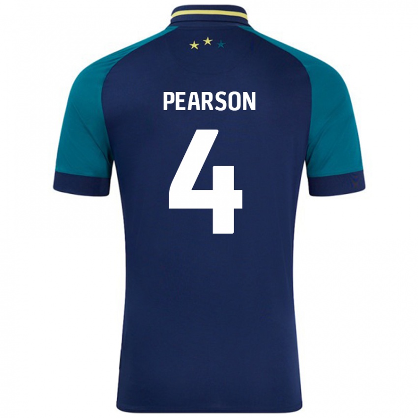 Børn Matty Pearson #4 Marineblå Mørkegrøn Udebane Spillertrøjer 2024/25 Trøje T-Shirt