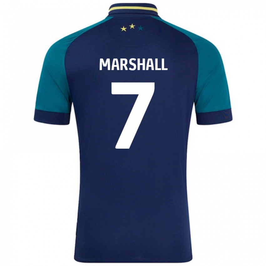 Børn Callum Marshall #7 Marineblå Mørkegrøn Udebane Spillertrøjer 2024/25 Trøje T-Shirt