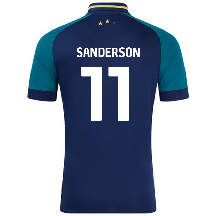 Børn Brittany Sanderson #11 Marineblå Mørkegrøn Udebane Spillertrøjer 2024/25 Trøje T-Shirt