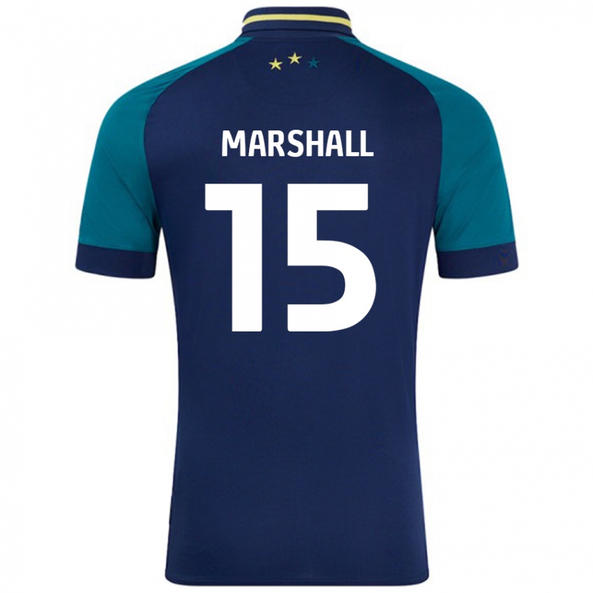 Børn Georgia Marshall #15 Marineblå Mørkegrøn Udebane Spillertrøjer 2024/25 Trøje T-Shirt