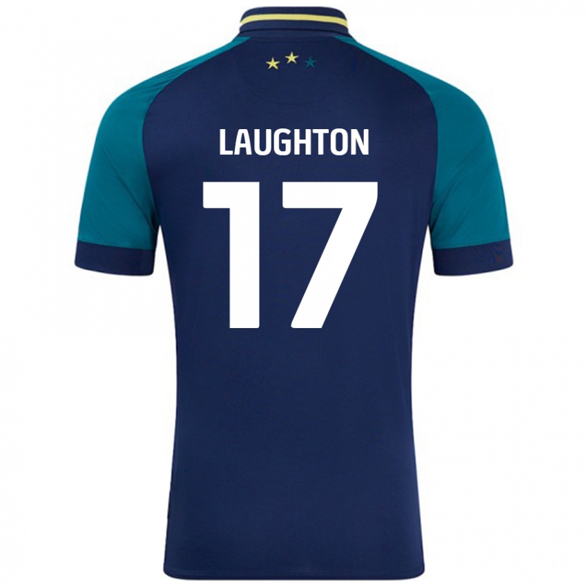 Børn Zoe Laughton #17 Marineblå Mørkegrøn Udebane Spillertrøjer 2024/25 Trøje T-Shirt