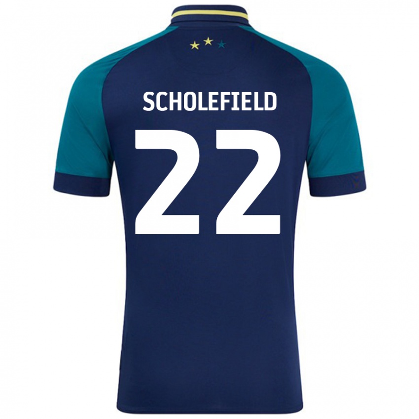 Børn Lois Scholefield #22 Marineblå Mørkegrøn Udebane Spillertrøjer 2024/25 Trøje T-Shirt