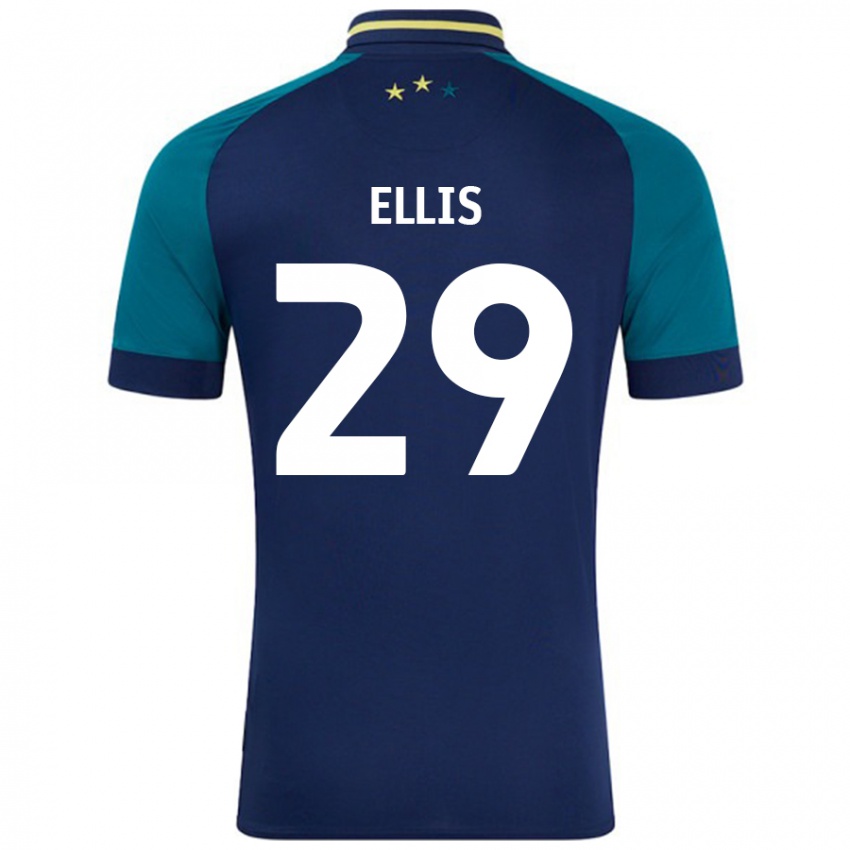 Børn Molly Ellis #29 Marineblå Mørkegrøn Udebane Spillertrøjer 2024/25 Trøje T-Shirt