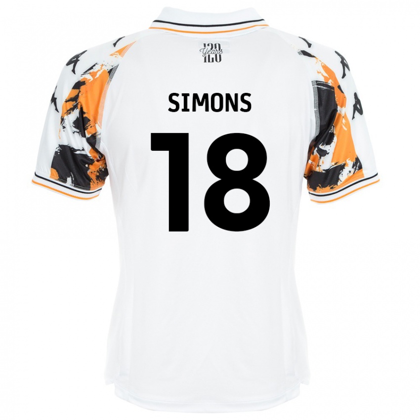 Børn Xavier Simons #18 Hvid Udebane Spillertrøjer 2024/25 Trøje T-Shirt