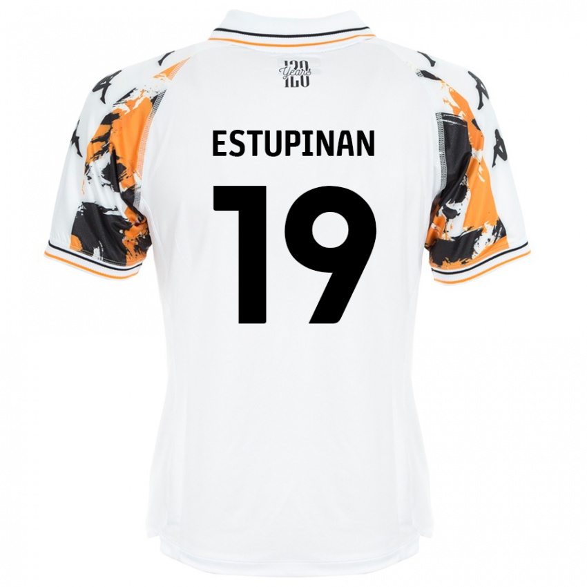 Børn Óscar Estupiñán #19 Hvid Udebane Spillertrøjer 2024/25 Trøje T-Shirt