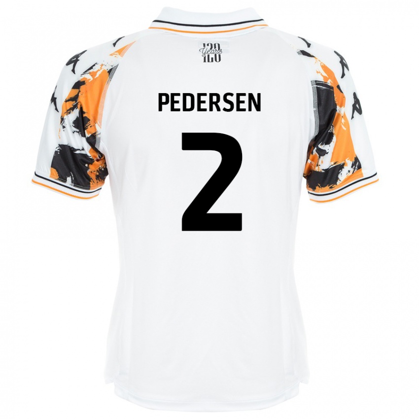 Børn Eden Pedersen #2 Hvid Udebane Spillertrøjer 2024/25 Trøje T-Shirt