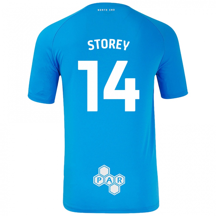 Børn Jordan Storey #14 Himmelblå Udebane Spillertrøjer 2024/25 Trøje T-Shirt