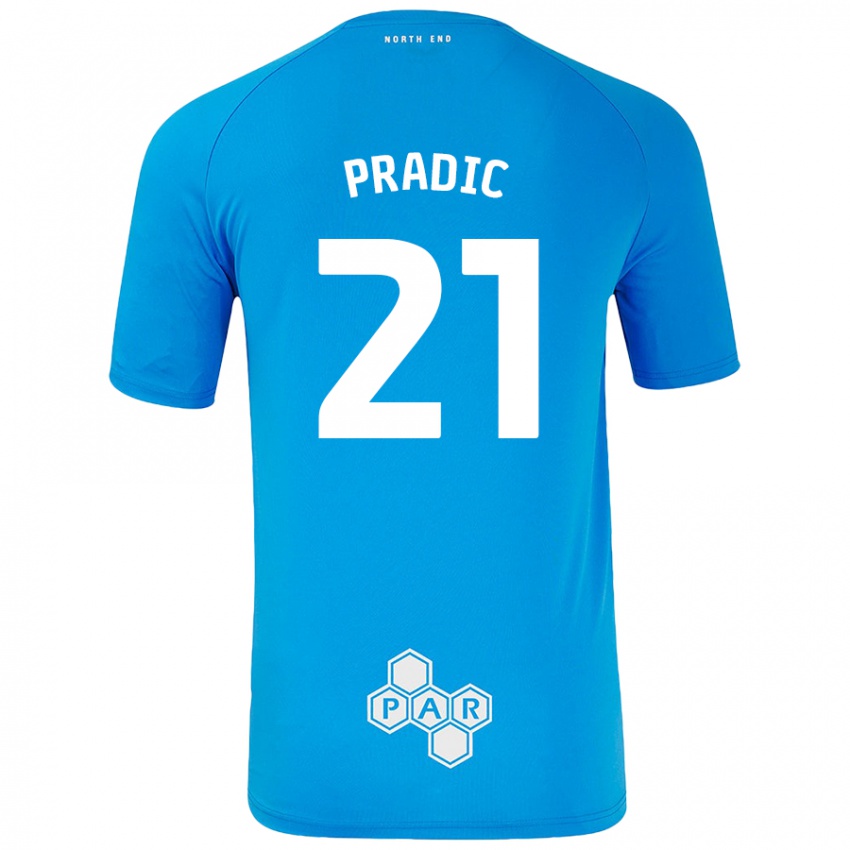 Børn James Pradic #21 Himmelblå Udebane Spillertrøjer 2024/25 Trøje T-Shirt