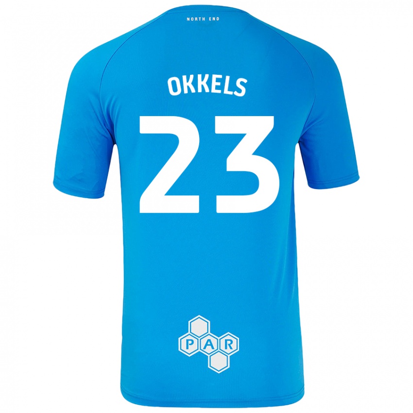 Børn Jeppe Okkels #23 Himmelblå Udebane Spillertrøjer 2024/25 Trøje T-Shirt