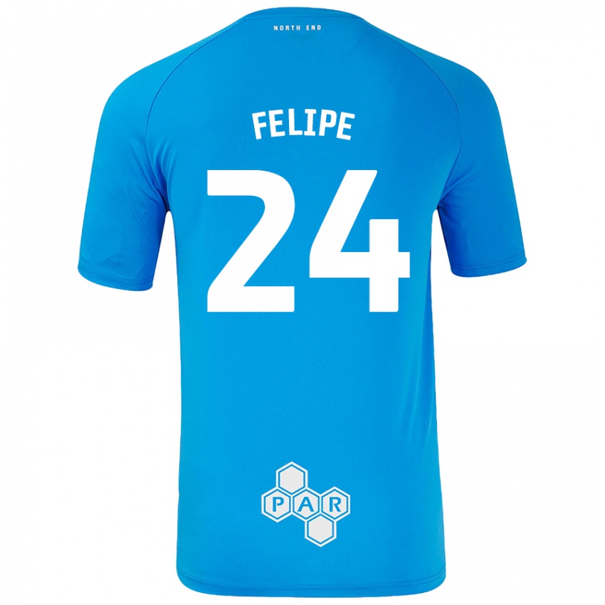 Børn Felipe #24 Himmelblå Udebane Spillertrøjer 2024/25 Trøje T-Shirt