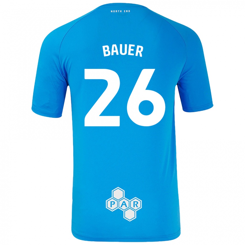 Børn Patrick Bauer #26 Himmelblå Udebane Spillertrøjer 2024/25 Trøje T-Shirt