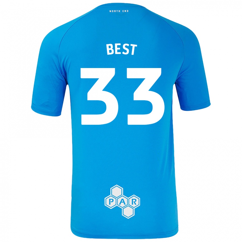 Børn Kian Best #33 Himmelblå Udebane Spillertrøjer 2024/25 Trøje T-Shirt