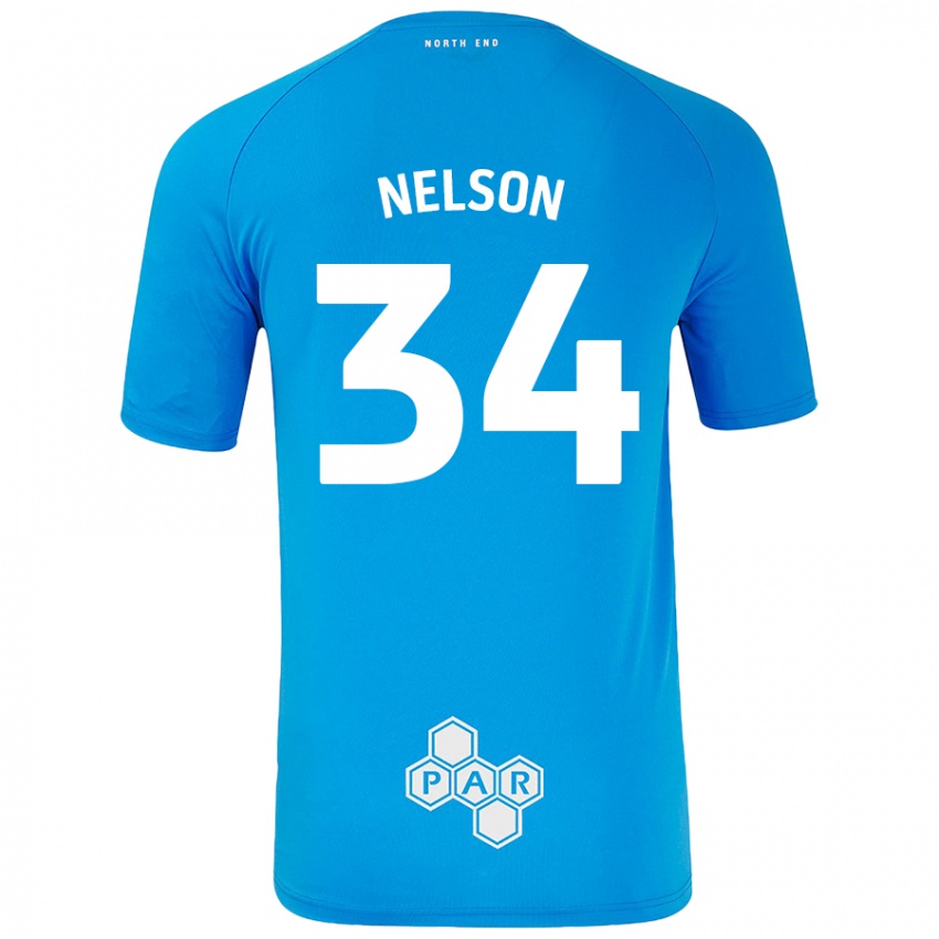 Børn Kitt Nelson #34 Himmelblå Udebane Spillertrøjer 2024/25 Trøje T-Shirt