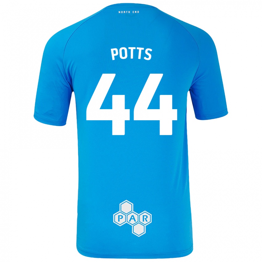 Børn Brad Potts #44 Himmelblå Udebane Spillertrøjer 2024/25 Trøje T-Shirt