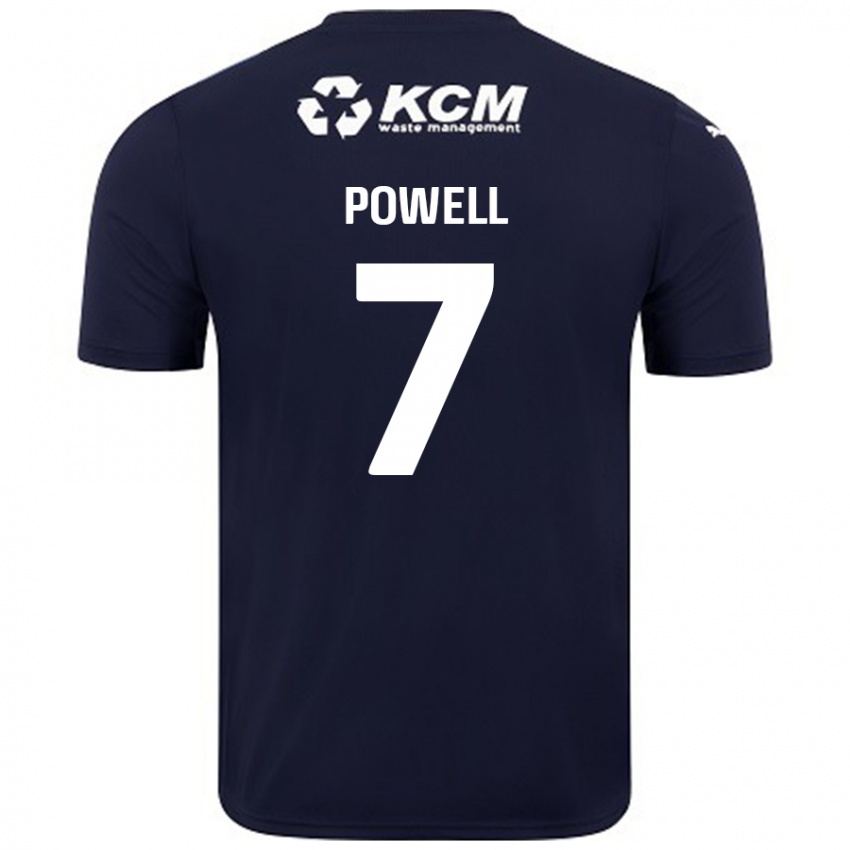 Børn Joe Powell #7 Marineblå Udebane Spillertrøjer 2024/25 Trøje T-Shirt