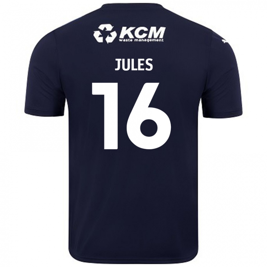 Børn Zak Jules #16 Marineblå Udebane Spillertrøjer 2024/25 Trøje T-Shirt