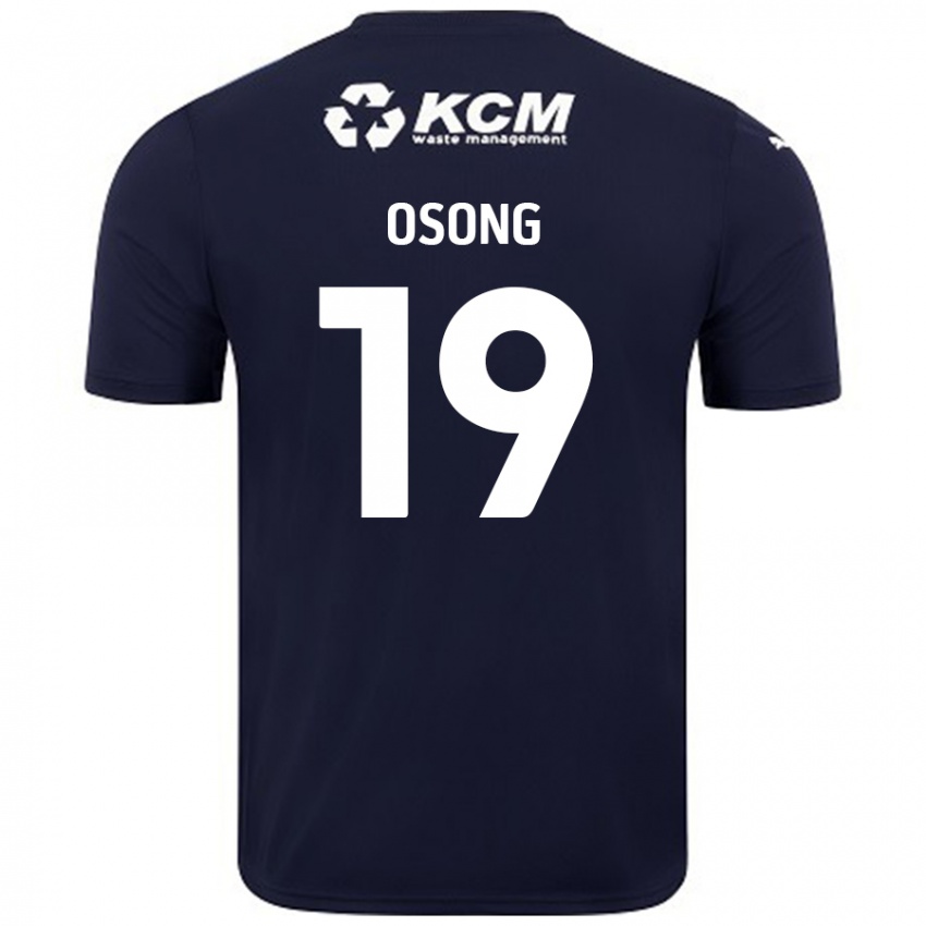 Børn Detlef Esapa Osong #19 Marineblå Udebane Spillertrøjer 2024/25 Trøje T-Shirt