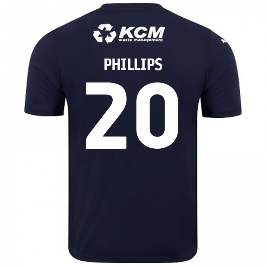 Børn Dillon Phillips #20 Marineblå Udebane Spillertrøjer 2024/25 Trøje T-Shirt