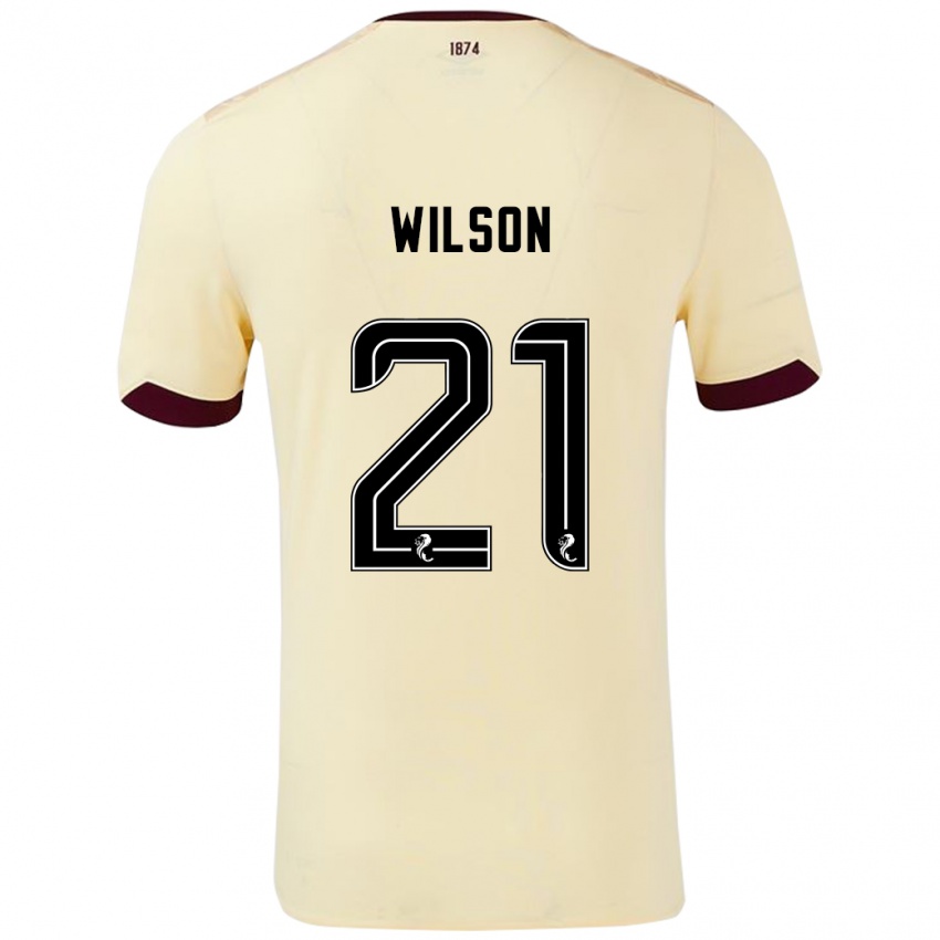 Børn James Wilson #21 Creme Bourgogne Udebane Spillertrøjer 2024/25 Trøje T-Shirt