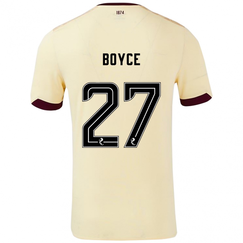 Børn Liam Boyce #27 Creme Bourgogne Udebane Spillertrøjer 2024/25 Trøje T-Shirt