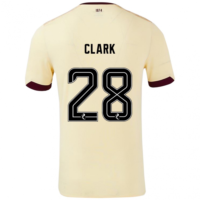 Børn Zander Clark #28 Creme Bourgogne Udebane Spillertrøjer 2024/25 Trøje T-Shirt