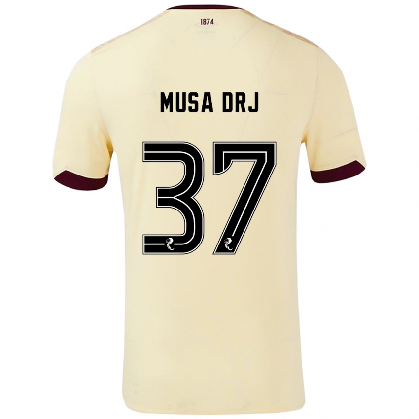 Børn Musa Drammeh #37 Creme Bourgogne Udebane Spillertrøjer 2024/25 Trøje T-Shirt