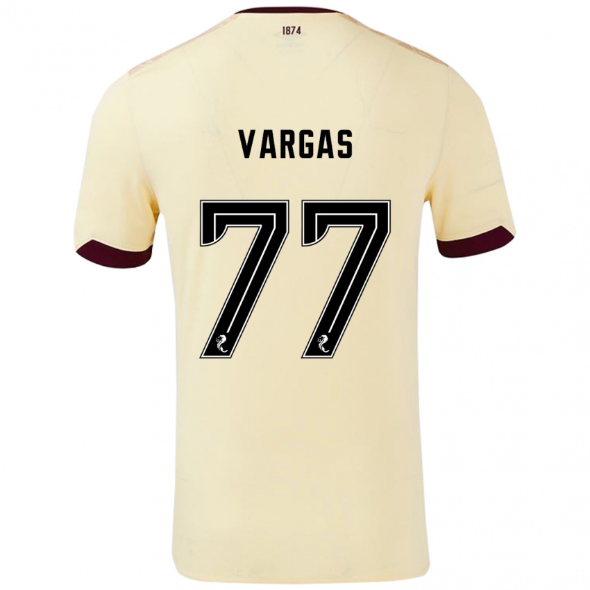 Børn Kenneth Vargas #77 Creme Bourgogne Udebane Spillertrøjer 2024/25 Trøje T-Shirt