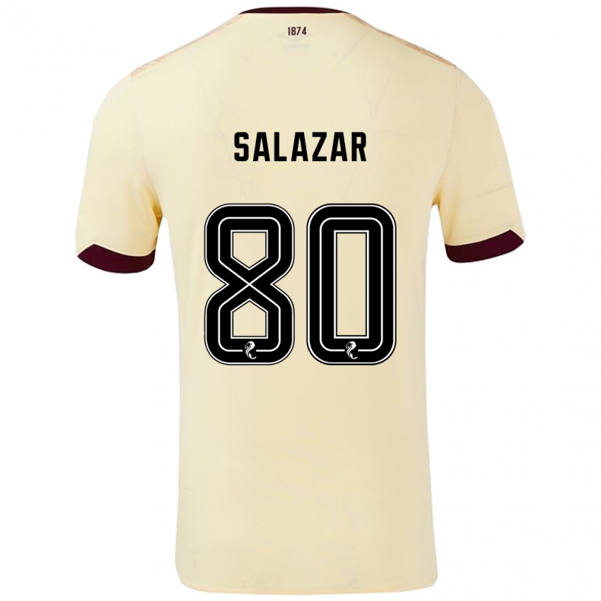 Børn Andrés Salazar #80 Creme Bourgogne Udebane Spillertrøjer 2024/25 Trøje T-Shirt