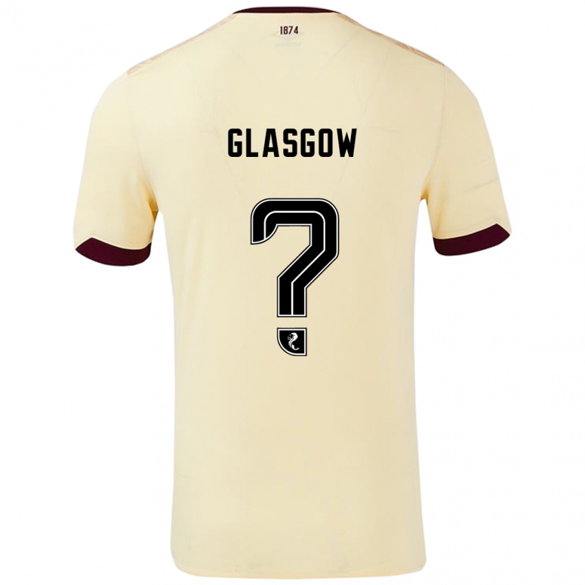 Børn Euan Glasgow #0 Creme Bourgogne Udebane Spillertrøjer 2024/25 Trøje T-Shirt