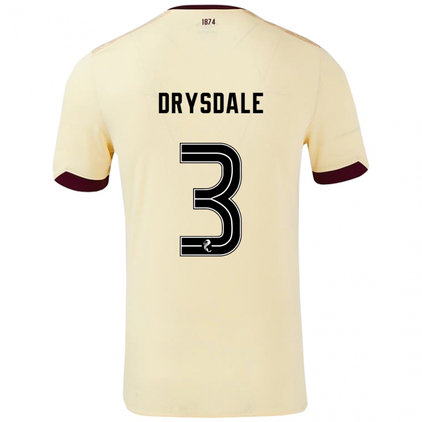 Børn Ethan Drysdale #3 Creme Bourgogne Udebane Spillertrøjer 2024/25 Trøje T-Shirt