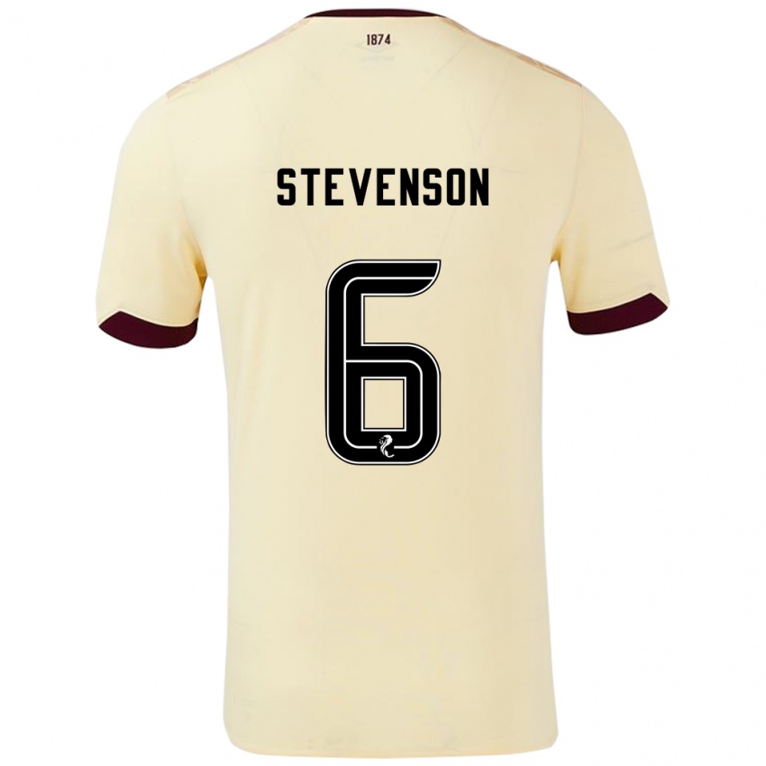 Børn Gus Stevenson #6 Creme Bourgogne Udebane Spillertrøjer 2024/25 Trøje T-Shirt