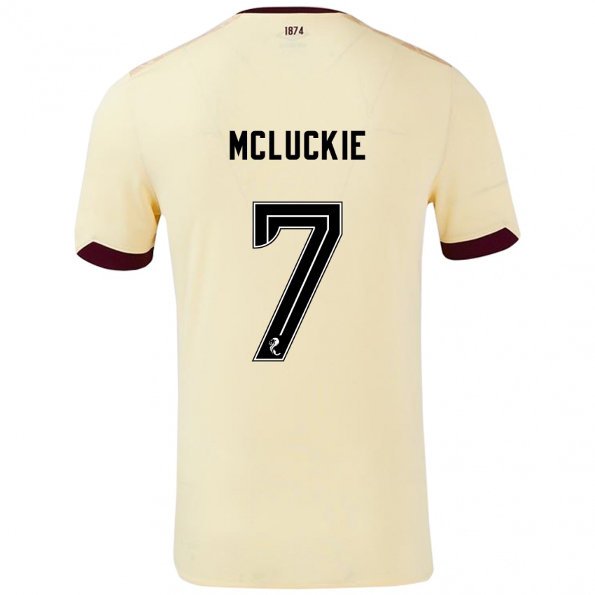 Børn Bobby Mcluckie #7 Creme Bourgogne Udebane Spillertrøjer 2024/25 Trøje T-Shirt