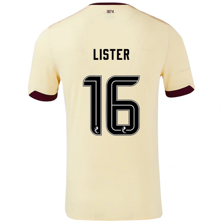 Børn Henry Lister #16 Creme Bourgogne Udebane Spillertrøjer 2024/25 Trøje T-Shirt