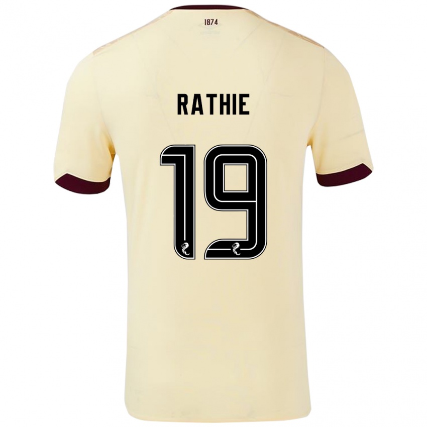 Børn Luke Rathie #19 Creme Bourgogne Udebane Spillertrøjer 2024/25 Trøje T-Shirt