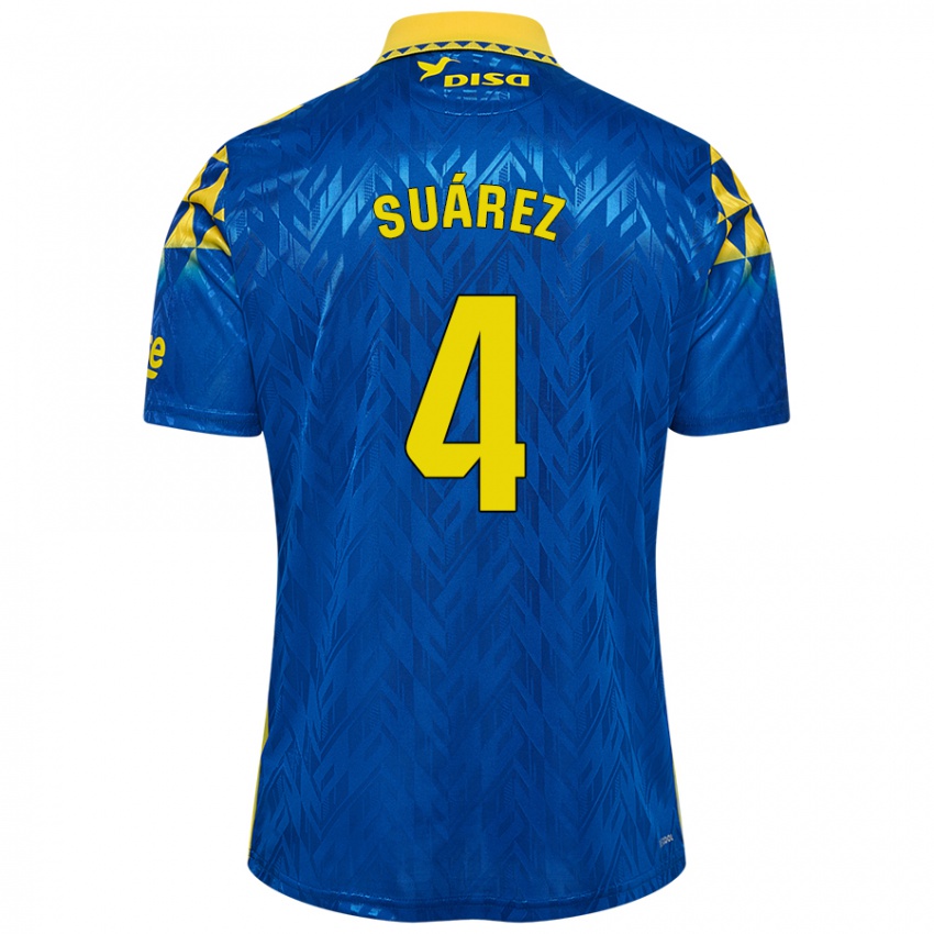 Børn Alex Suárez #4 Blå Gul Udebane Spillertrøjer 2024/25 Trøje T-Shirt