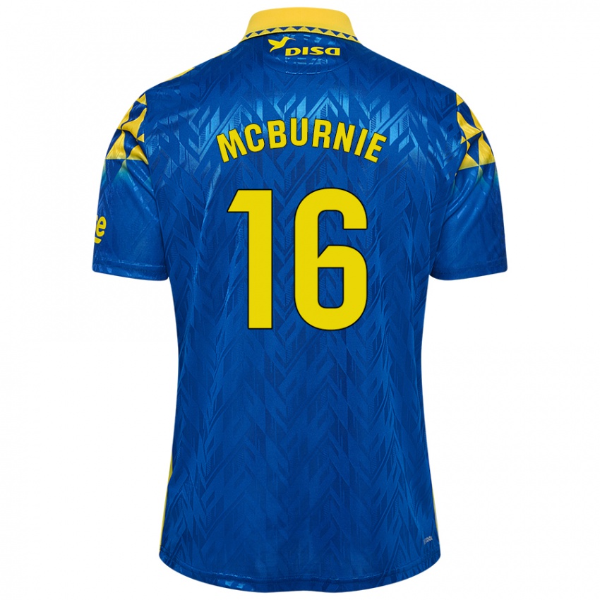 Børn Oli Mcburnie #16 Blå Gul Udebane Spillertrøjer 2024/25 Trøje T-Shirt