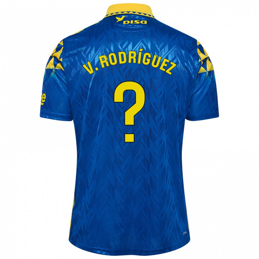 Børn Carlos Vicente Rodríguez #0 Blå Gul Udebane Spillertrøjer 2024/25 Trøje T-Shirt