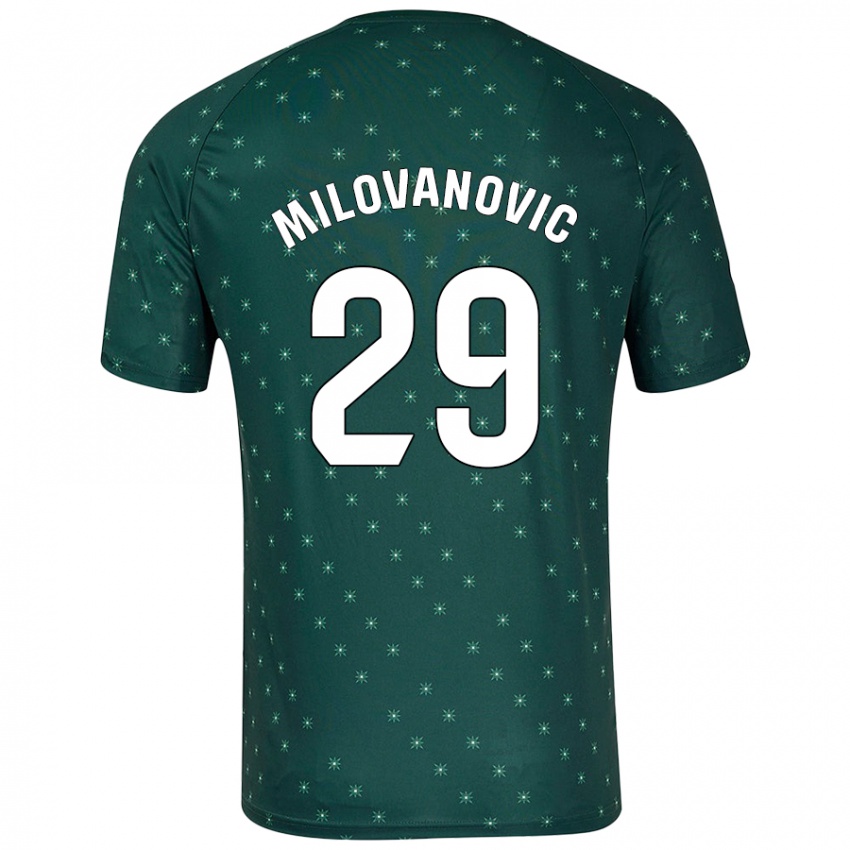 Børn Marko Milovanovic #29 Mørkegrøn Udebane Spillertrøjer 2024/25 Trøje T-Shirt