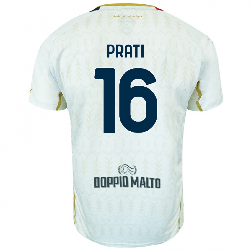 Børn Matteo Prati #16 Hvid Udebane Spillertrøjer 2024/25 Trøje T-Shirt