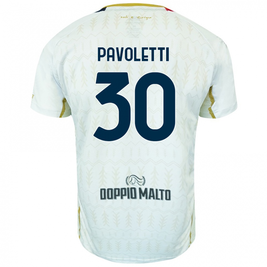 Børn Leonardo Pavoletti #30 Hvid Udebane Spillertrøjer 2024/25 Trøje T-Shirt