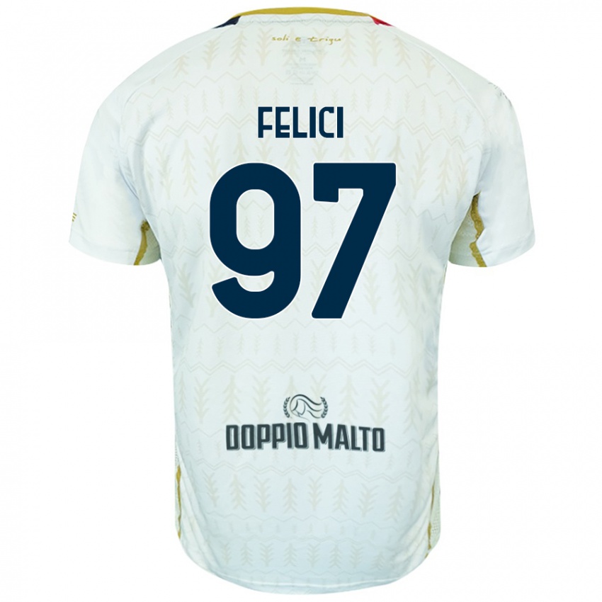 Børn Mattia Felici #97 Hvid Udebane Spillertrøjer 2024/25 Trøje T-Shirt