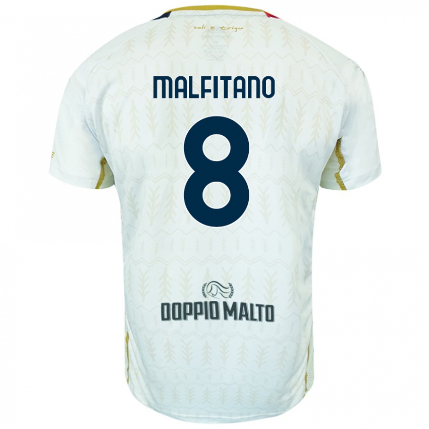 Børn Roberto Malfitano #8 Hvid Udebane Spillertrøjer 2024/25 Trøje T-Shirt